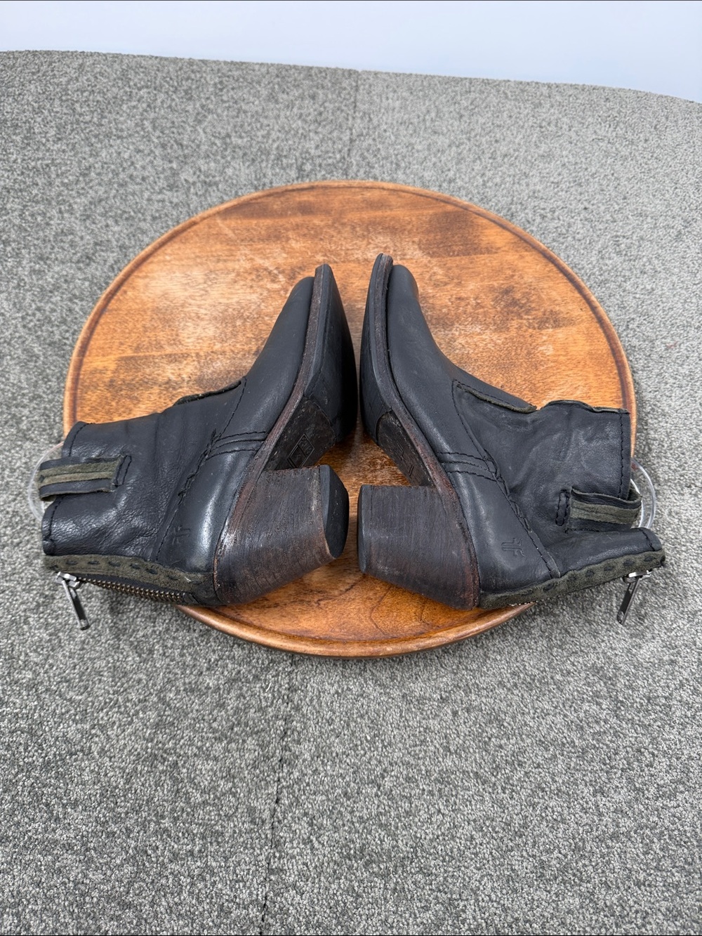 Frye Boots Wm 5.5 Leslie Artisan Black Leather Western Cowboy Low Ankle - Picture 7 of 11